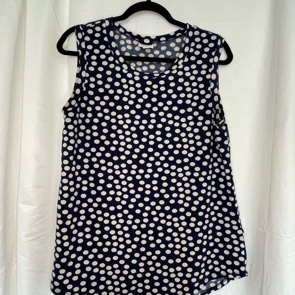 LulaRoe Polka Dot Sleeveless Top - Navy and White​​​​​​